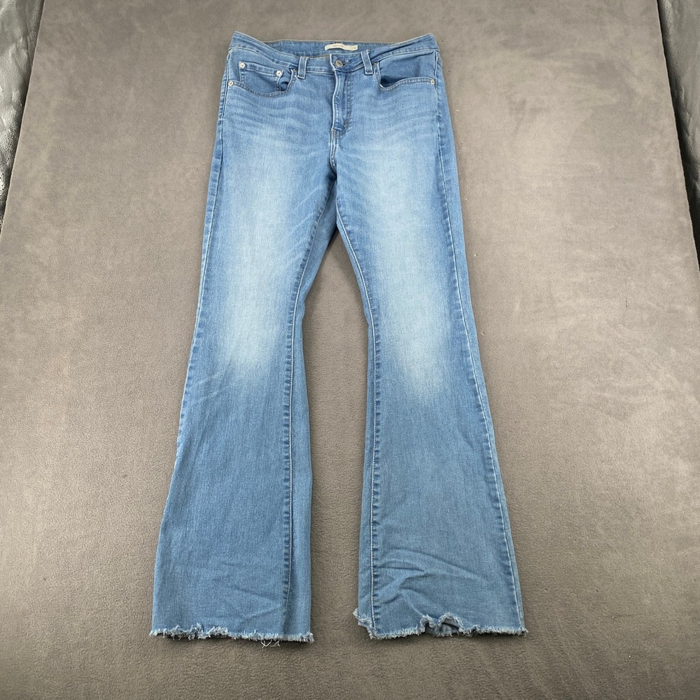 Levis 726 Flare Jeans Light Wash High Rise Raw Hem Size 31 7536